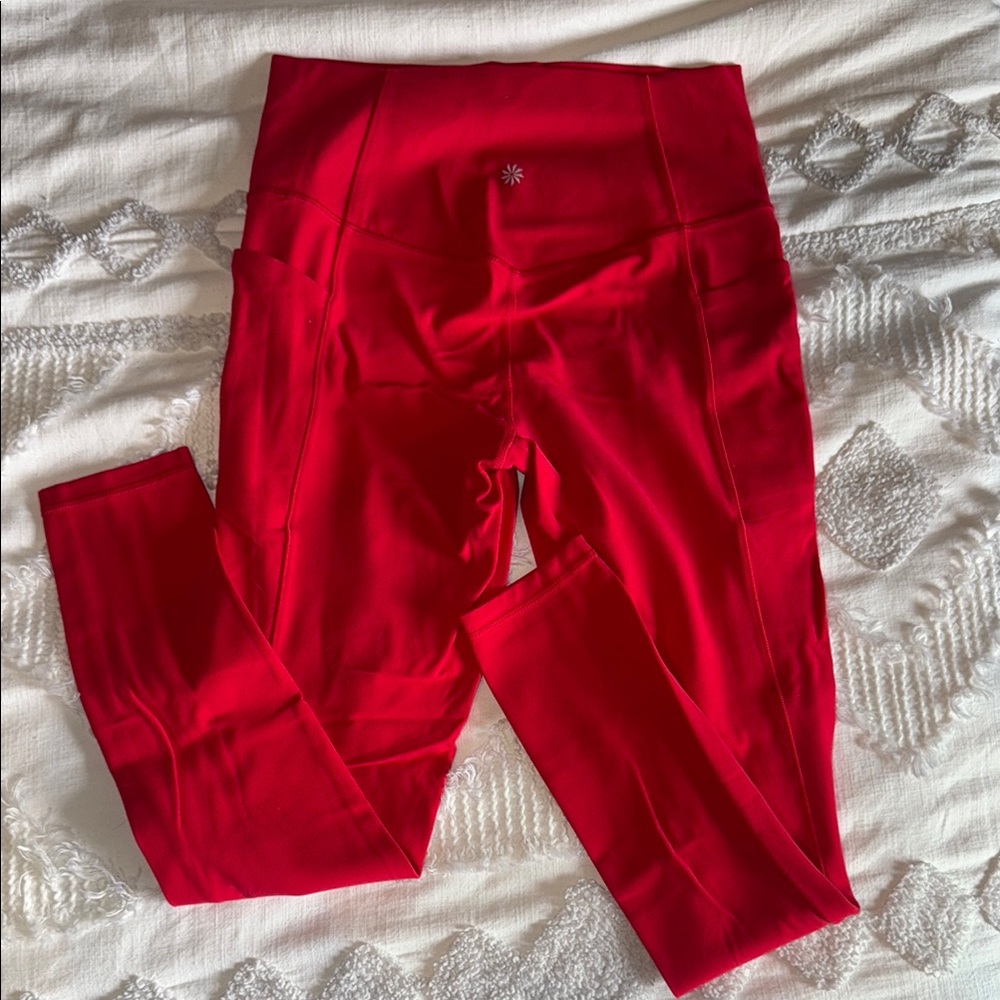 Athleta Small Red Leggings with pockets